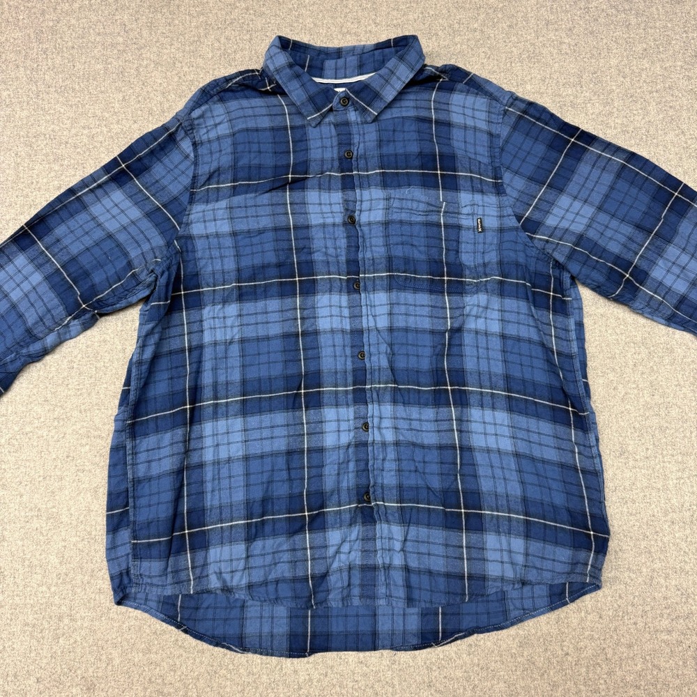 Hurley Plaid Button Down Shirt XL Blue Long Sleeve Classic Fit Cotton Pocket Top